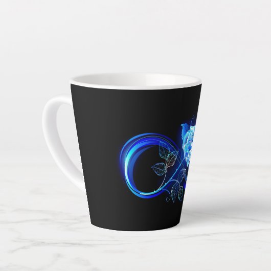Tasse Latte Glowing infinity with blue rose (Angle gauche)