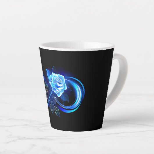 Tasse Latte Glowing infinity with blue rose (Angle droit)