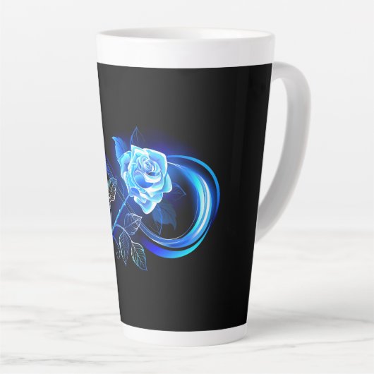 Tasse Latte Glowing infinity with blue rose (Angle droit)