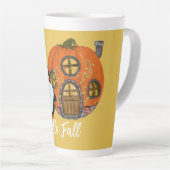 Tasse Latte Gnome & Citrouille House Scène d'automne (Angle droit)