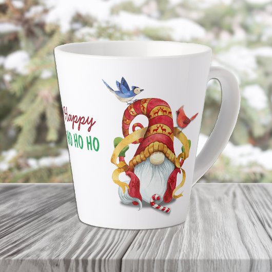 Tasse Latte Gnome de ruban drôle avec les oiseaux
