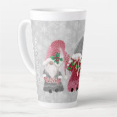 Tasse Latte Gnome Famille Noël Flocon de neige Gris Rouge Amou (Angle gauche)