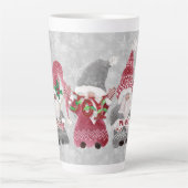 Tasse Latte Gnome Famille Noël Flocon de neige Gris Rouge Amou (Devant)