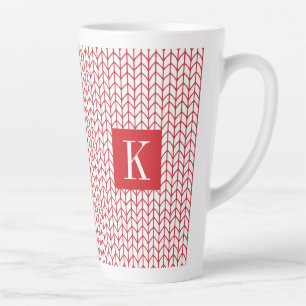 Tasse Latte Gobelet Latte en Tricot LIGNE ROUGE + Initiale II