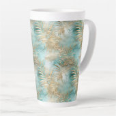 Tasse Latte Gold Aqua White Feuilles tropicaux (Angle droit)