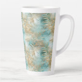 Tasse Latte Gold Aqua White Feuilles tropicaux (Droite)