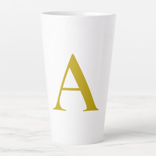 Tasse Latte Gold Color Custom Monogram Initial Letter Plain (Devant)