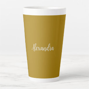 Tasse Latte Gold Color Minimalist Plain Ajouter Nom Calligraph