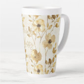 Tasse Latte Gold Flowers Inspirational Happy Thoughts (Angle droit)