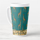 Tasse Latte Gold Giraffe Élégant Turquoise chic élégant (Angle gauche)