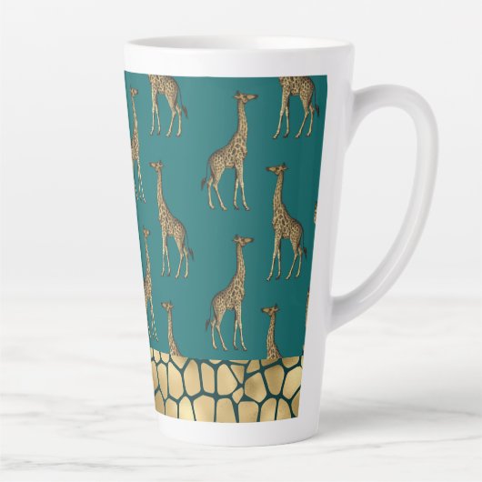 Tasse Latte Gold Giraffe Élégant Turquoise chic élégant (Droite)
