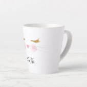 Tasse Latte Gold Glitter Eyelashes Pink Nose Kitty Cat Face (Angle droit)