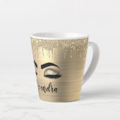 Tasse Latte Gold Glitter Sparkle Eyelashes Monogram (Angle droit)