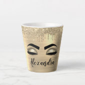 Tasse Latte Gold Glitter Sparkle Eyelashes Monogram (Devant)