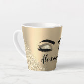 Tasse Latte Gold Glitter Sparkle Eyelashes Monogram (Angle gauche)