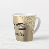 Tasse Latte Gold Glitter Sparkle Eyelashes Monogram (Angle droit)
