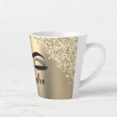 Tasse Latte Gold Glitter Sparkle Eyelashes Monogram (Droite)