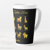 Tasse Latte Gold Gradient chinois Zodiac Animal Noir (Angle droit)