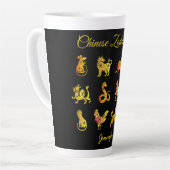 Tasse Latte Gold Gradient chinois Zodiac Animal Noir (Angle gauche)
