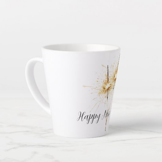 Tasse Latte Gold New Year's Eve Day Celebration Sparklers (Angle gauche)