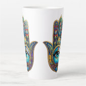Tasse Latte Gold Royal Blue Hamsa w/ Turquoise Third Eye (Devant)