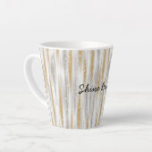 Tasse Latte Gold Silver Stripes Christmas Celebration Birthday (Angle gauche)