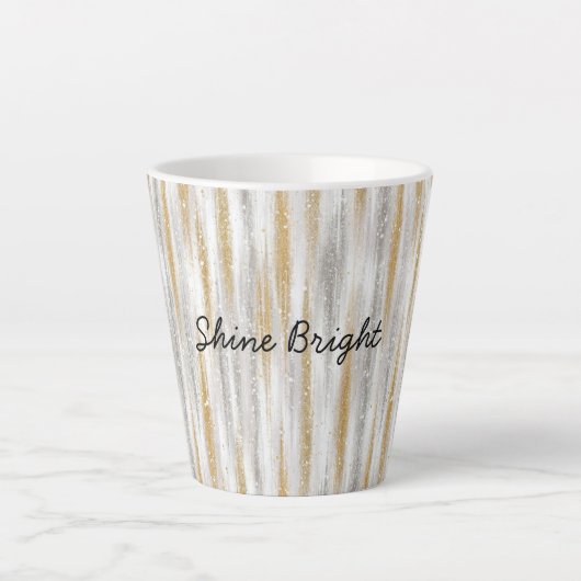 Tasse Latte Gold Silver Stripes Christmas Celebration Birthday (Devant)