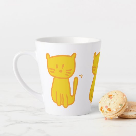 Tasse Latte Golden Lucky Chat Doodle (En situation)