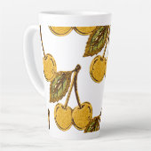 Tasse Latte Golden Metallic Cherries Pattern (Angle gauche)
