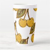 Tasse Latte Golden Metallic Cherries Pattern (Devant)