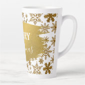 Tasse Latte Golden Sparkling Snowflakes Joyeux Noël (Droite)