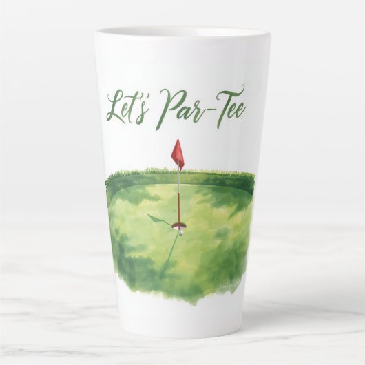 Tasse Latte Golf Faisons un Par avec un drapeau de golf sur fo (Devant)