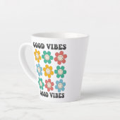 Tasse Latte Good Vibes Fleurs marguerites colorées (Angle gauche)