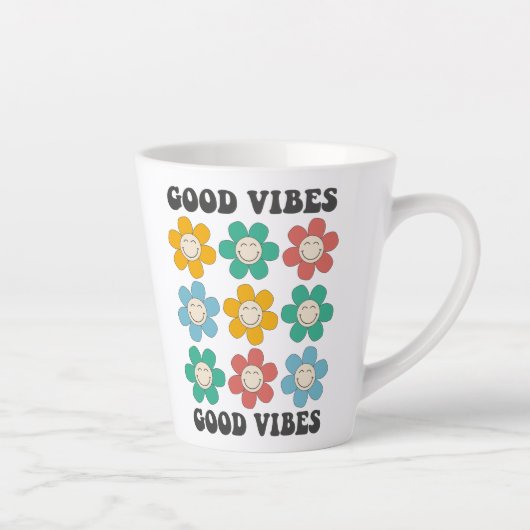 Tasse Latte Good Vibes Fleurs marguerites colorées (Droite)