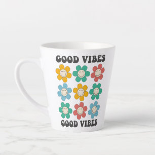 Tasse Latte Good Vibes Fleurs marguerites colorées