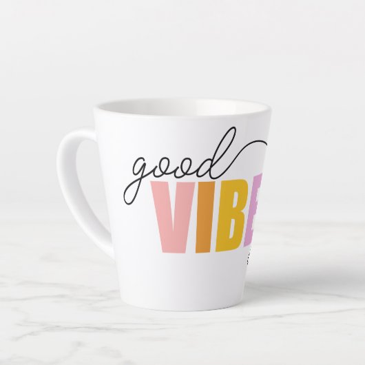 Tasse Latte Good Vibes seulement Rainbow Heart (Angle gauche)