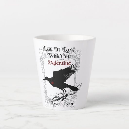Tasse Latte Goth Black Crow et Lace Valentine Latte Cup (Devant)