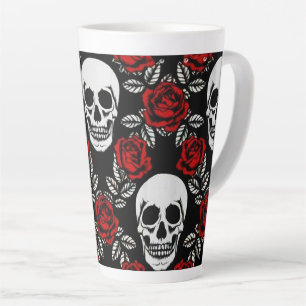 Tasse Latte Goth Crânes Et Roses
