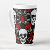 Tasse Latte Goth Crânes Et Roses (Angle gauche)