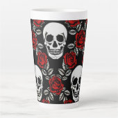 Tasse Latte Goth Crânes Et Roses (Devant)