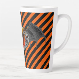 Tasse Latte Goth Halloween Orange Cœur & Ailes de Chauve-Souri