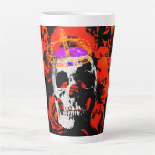 Tasse Latte Gothique Crâne Roses rouges (Devant)