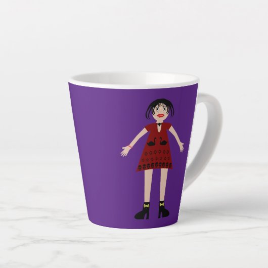Tasse Latte Gothique Halloween Vampire Lady (Angle droit)