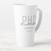 Tasse Latte Graduate Keepsaké Black Grey Nom Diplôme PhD (Angle droit)
