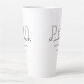 Tasse Latte Graduate Keepsaké Black Grey Nom Diplôme PhD (Devant)