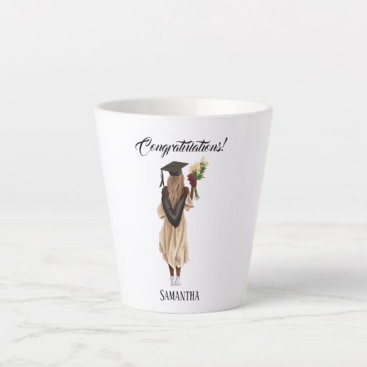 Tasse Latte Graduation de l'aquarelle personnalisée (6) (Devant)