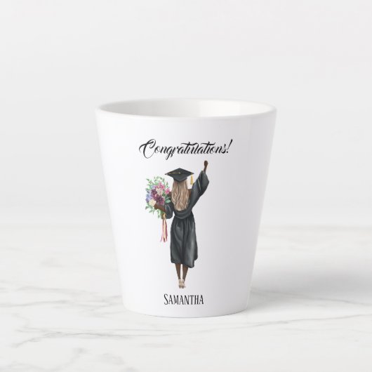 Tasse Latte Graduation de l'aquarelle personnalisée (7) (Devant)