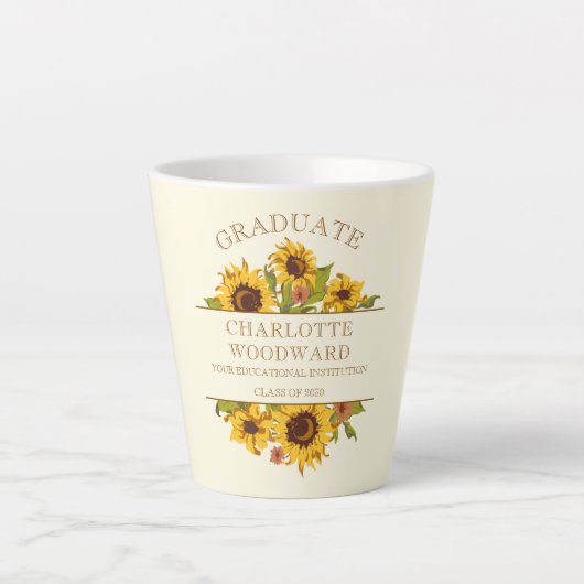 Tasse Latte Graduation Sunflowers Floral Graduation (Devant)
