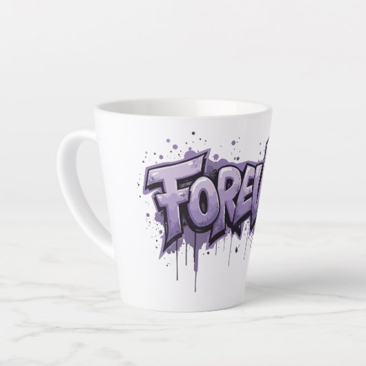 Tasse Latte Graffiti Lavender Infinity "FOREVER" (Angle gauche)
