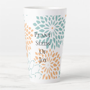 Tasse Latte Graines de fleurs florales Aqua pêche de Joie Poèm